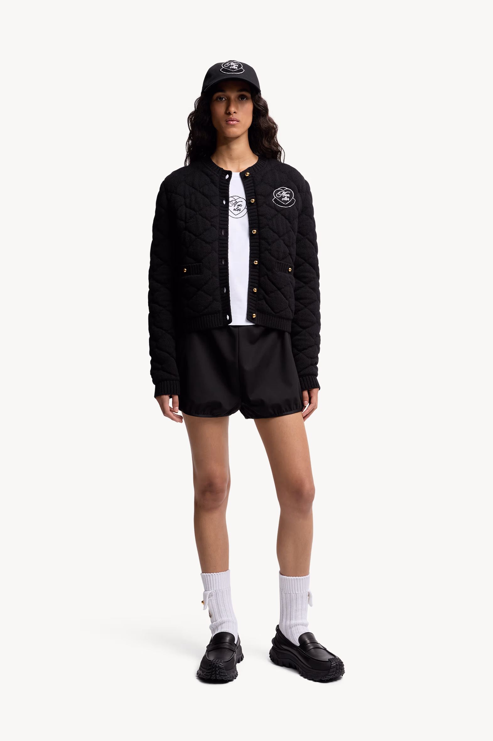 Embroidered Heart Logo Cotton T-Shirt Women White Moncler 0